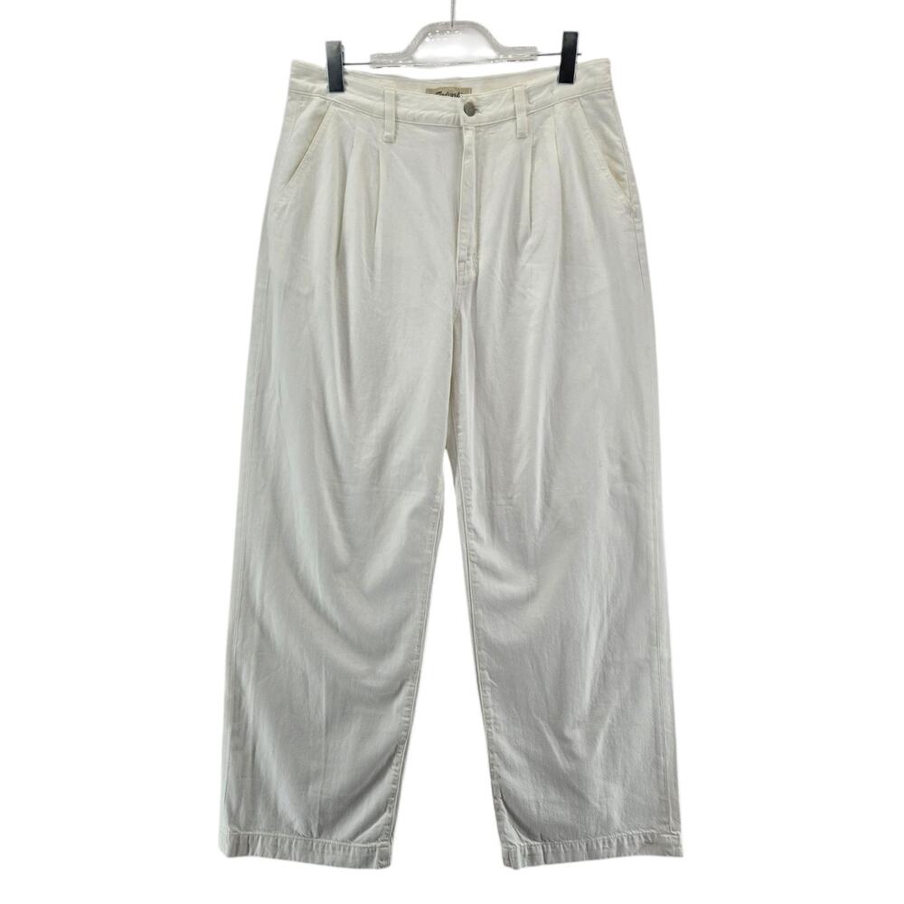 Madewell Jeans Womens 30 NEW Baggy Straight White High‎ Rise Wide Leg Pleated